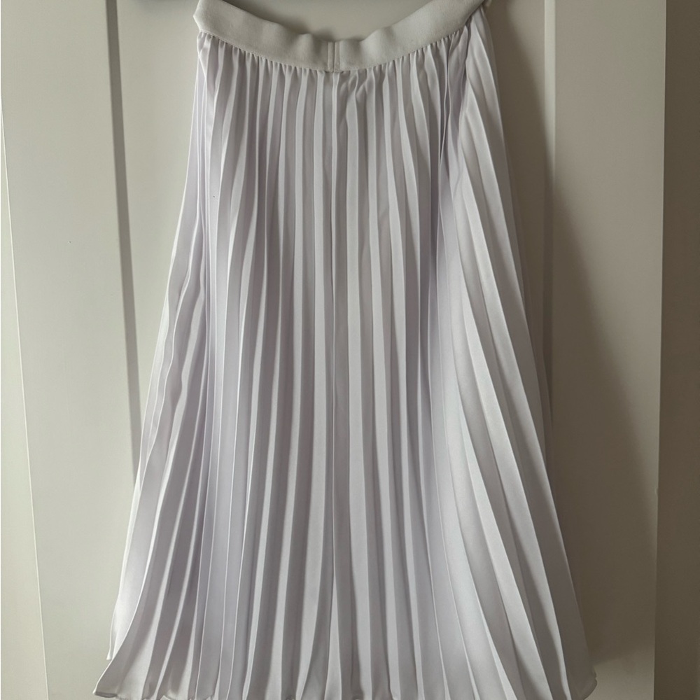 Grace Karin White Pleated Midi Skirt